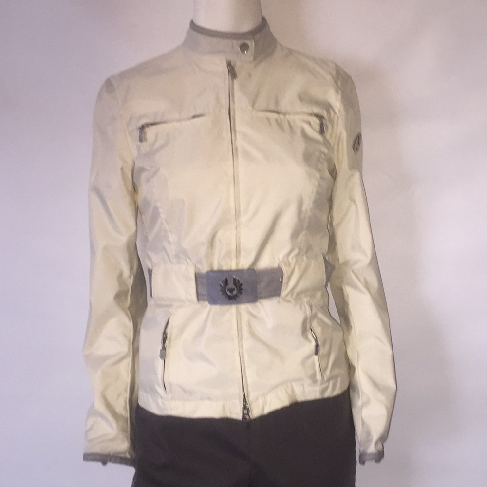 Belstaff Gold Label Moto Jacket w/Belt Cream/Grey